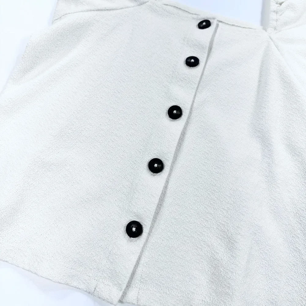 Madewell cream button front cap sleeve top M